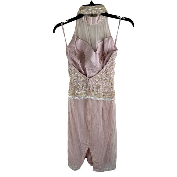 VTG Beaded Halter Dress European Sz 34 SMALL Cocktail Party Fairycore Retro 70s - Picture 3 of 16